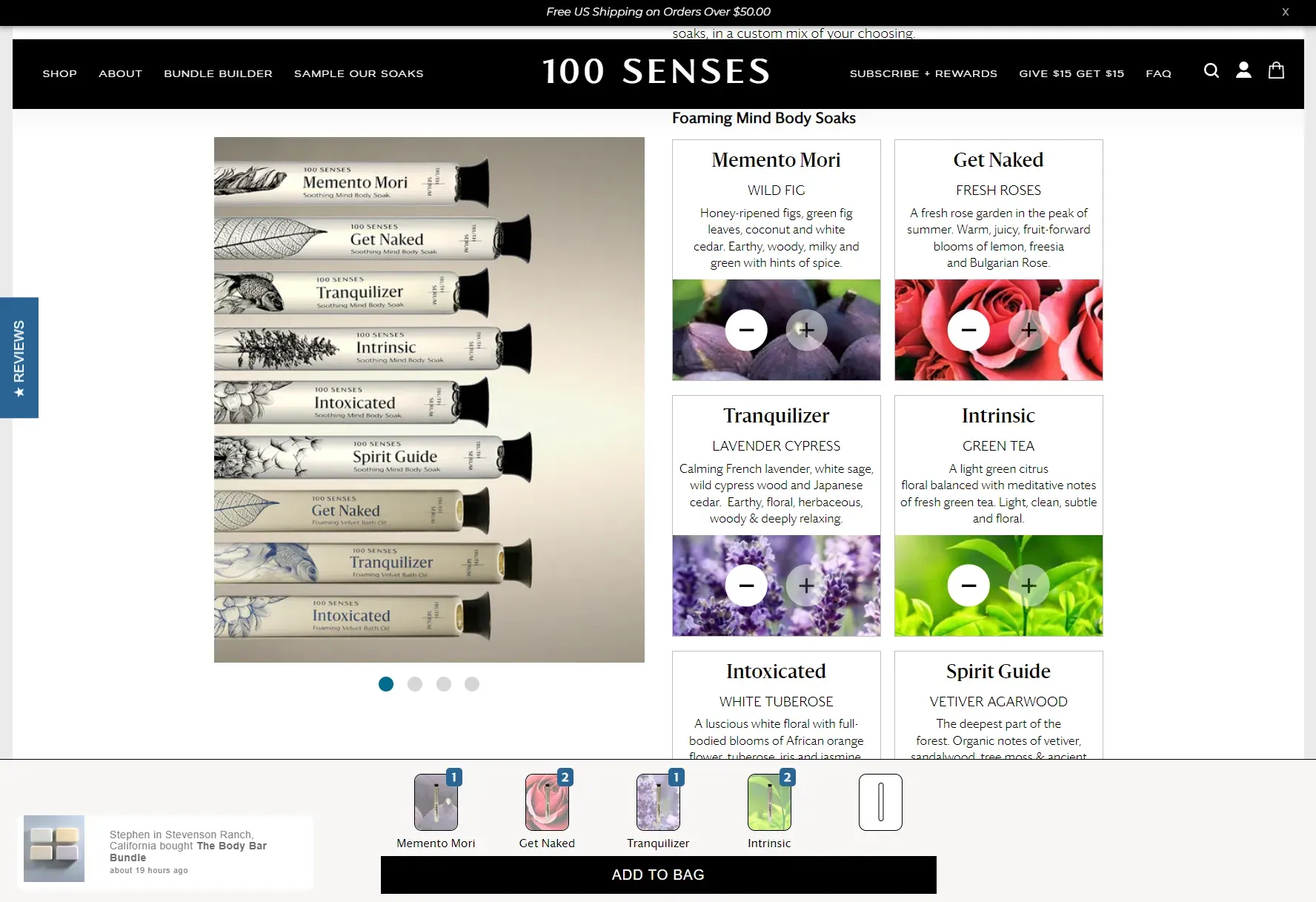 100 Senses Bundle Builder Page